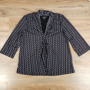 🔺️George Purple & Black Geo Print Vneck 3/4 Sleeve Top Large